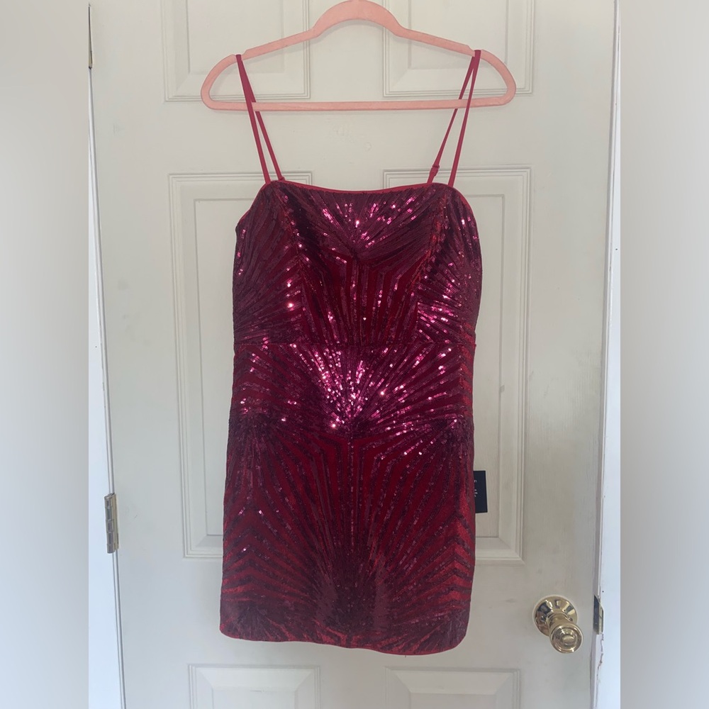 Burgundy Sparkling Going Out Dress (Bodycon)